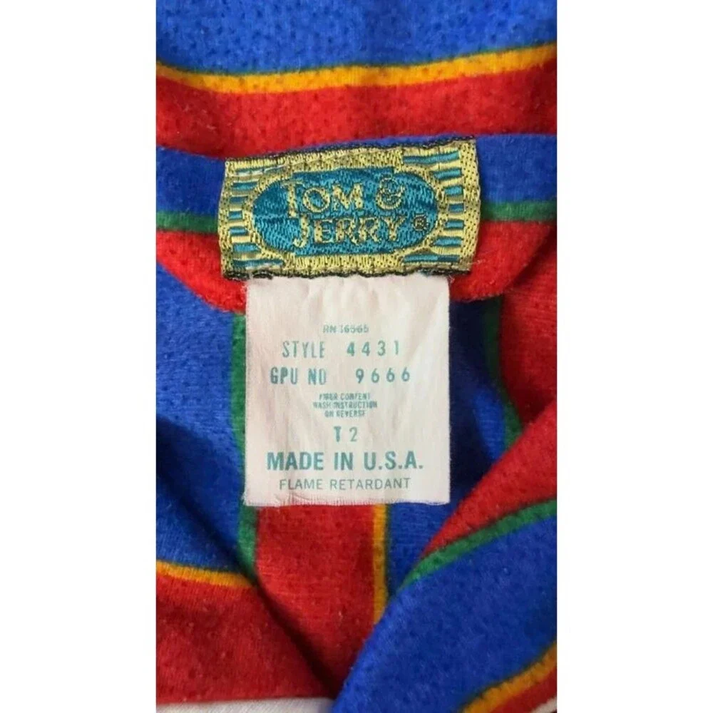 Vintage Tom & Jerry Toddler Pajama Set 2T Stripe Red Blue Flannel